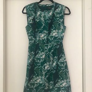 Whistles green patterned work dress.